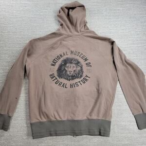 VTG Smithsonian Lion Hoodie L Tan Full Zip National Museum of Natural History